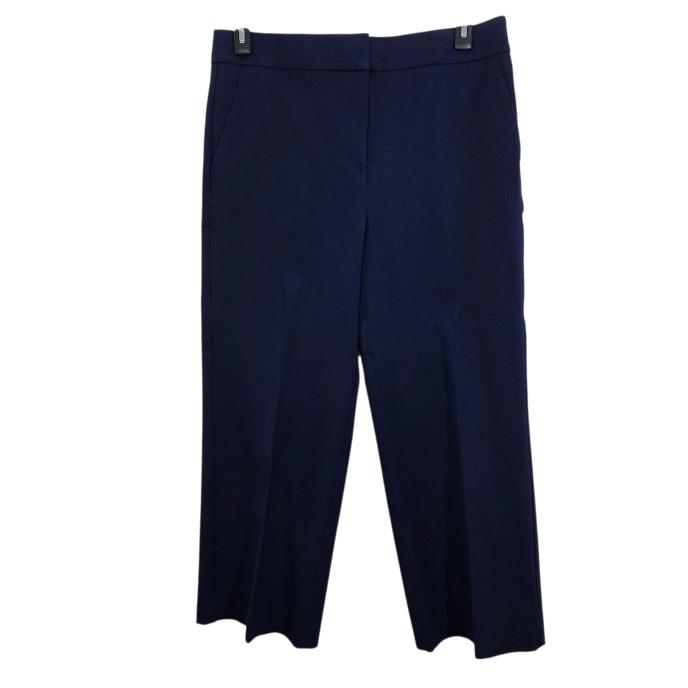NWT LOFT Slim Wide Leg Crop Dress Pants Navy Blue Size 12 Business Casual